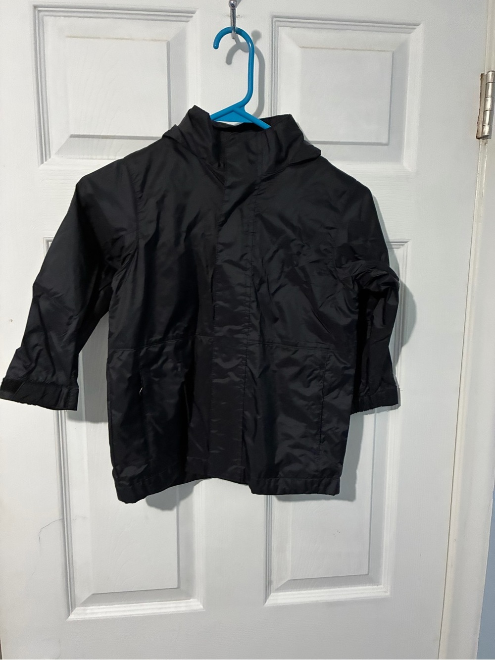 Kids Hooded Black Raincoat - Water-Resistant Jacket